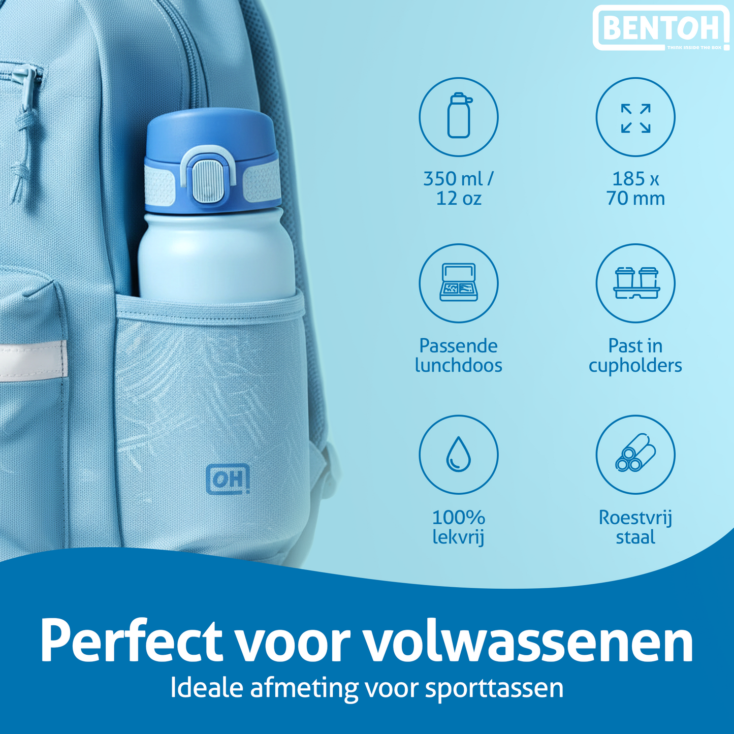 BentOH® Opitant luxe drinkfles blauw 550 ml