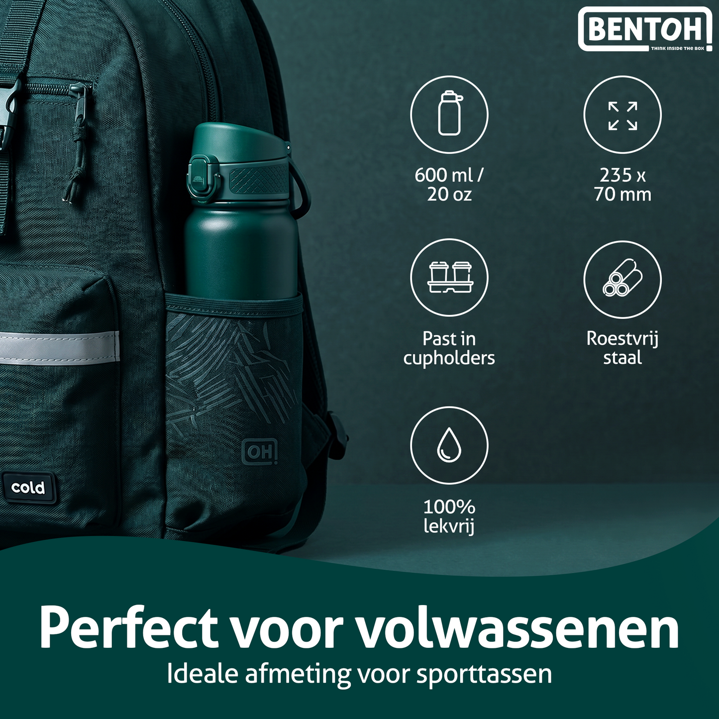 BentOH® Opitant luxe drinkfles groen 550 ml