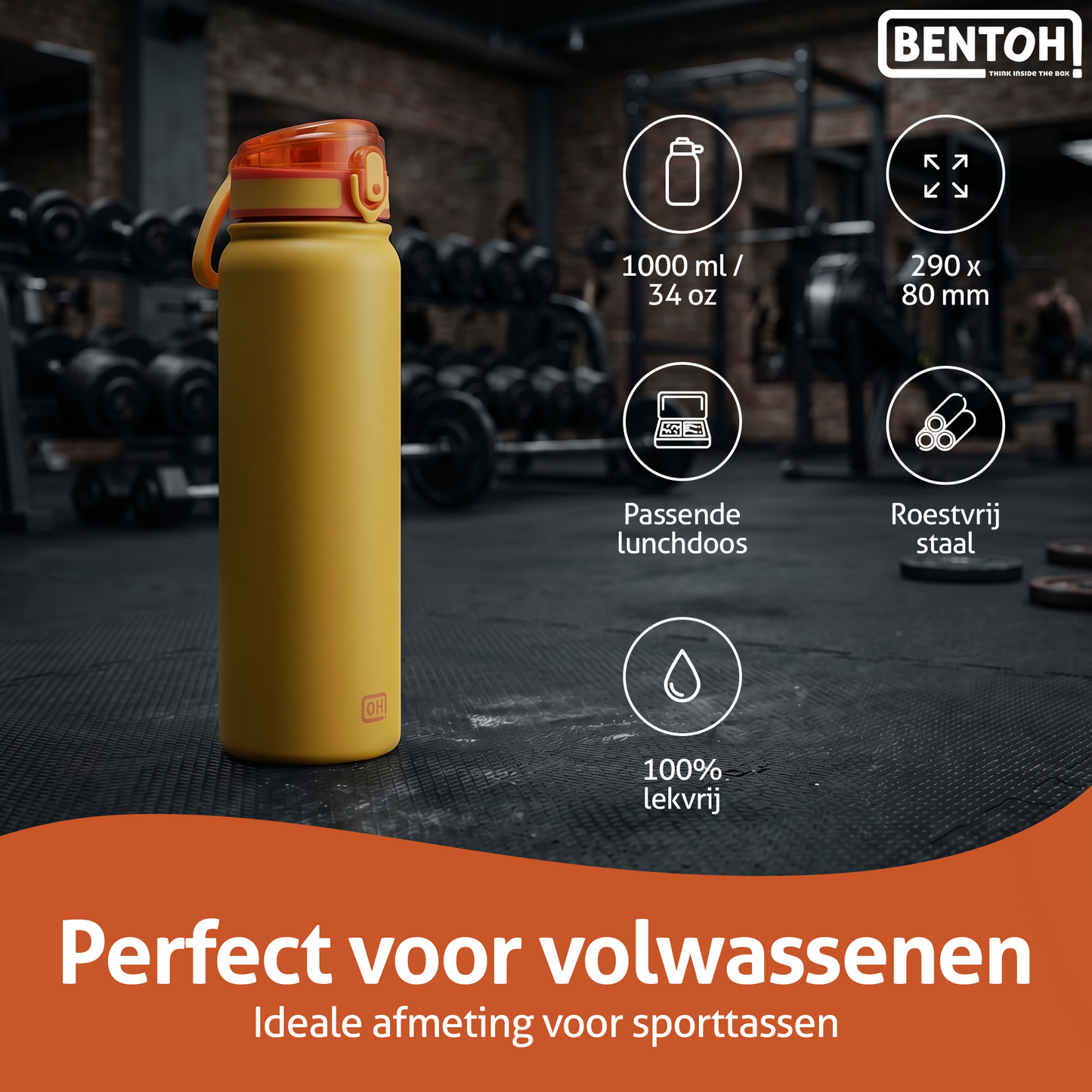BentOH® Opitant luxe drinkfles geel/oranje 1L