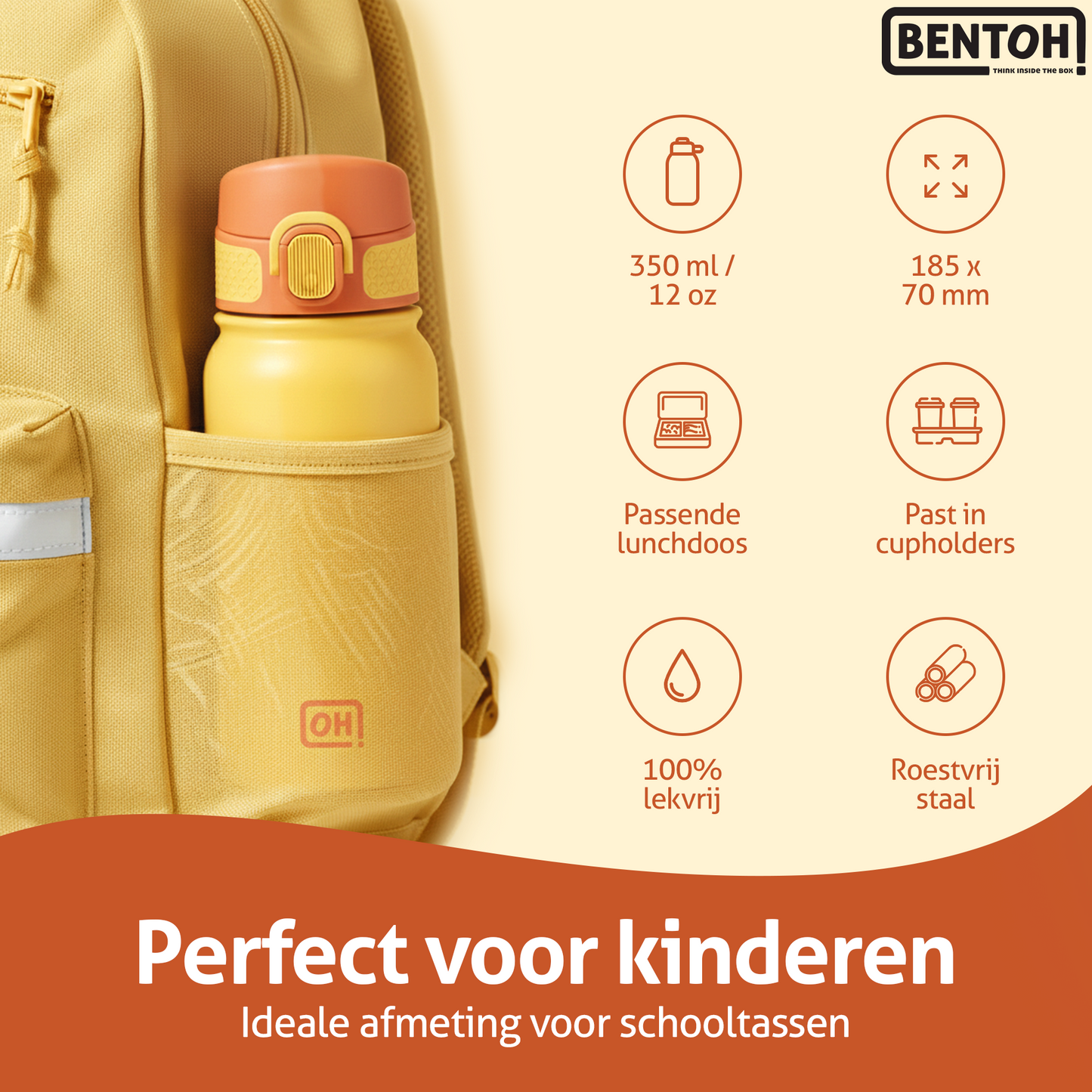 BentOH® Opitant luxe drinkfles geel/oranje 350 ml