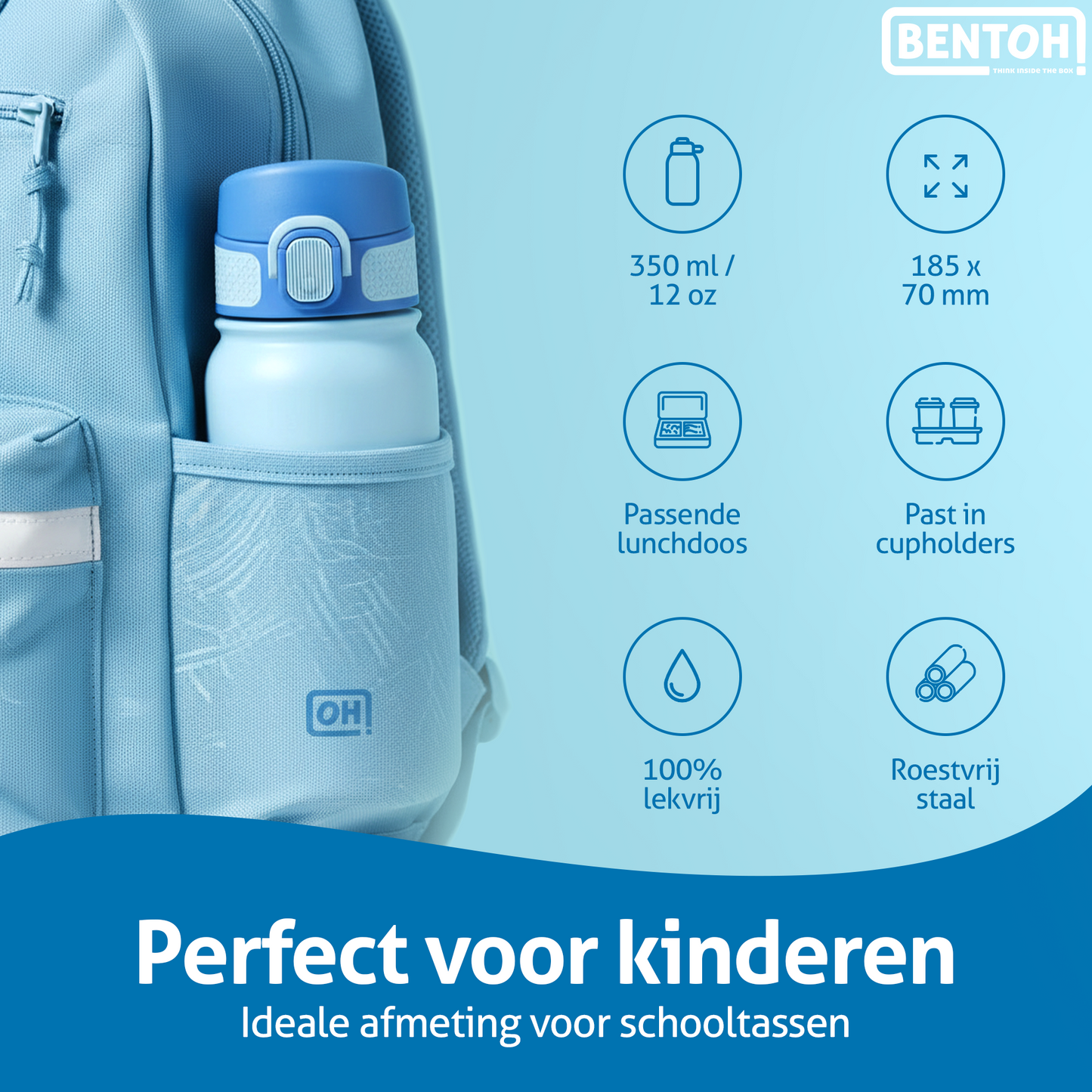 BentOH® Opitant luxe drinkfles blauw 350 ml