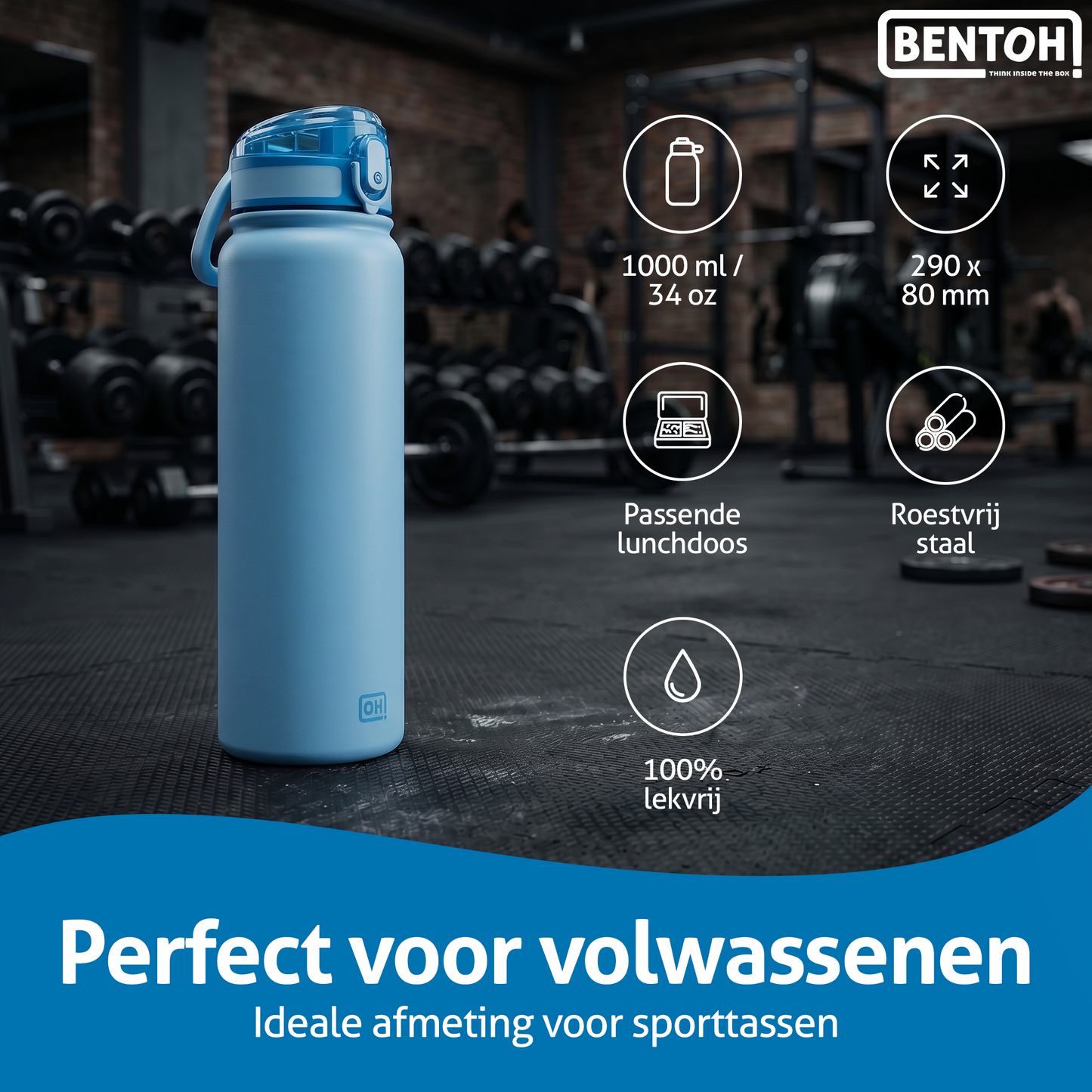 BentOH® Opitant luxe drinkfles blauw 1L