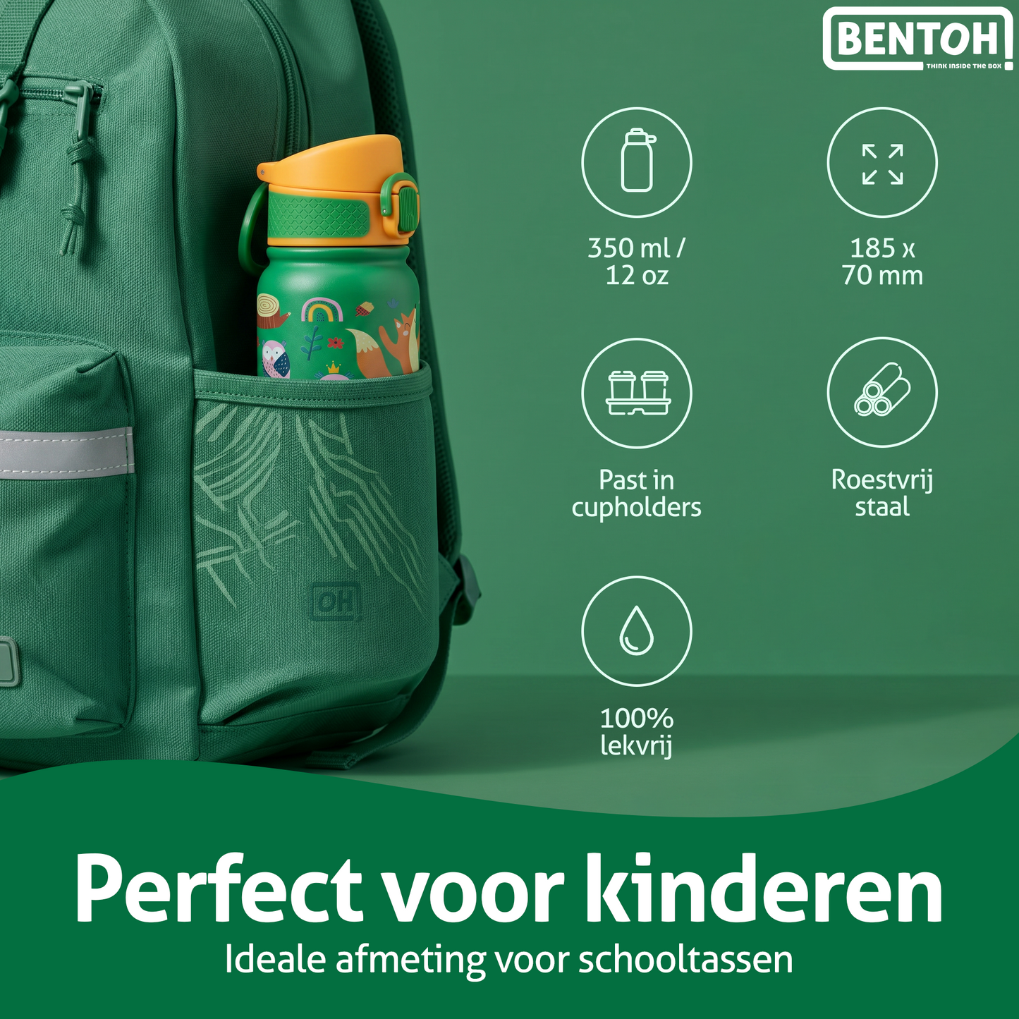 BentOH® Smile luxe drinkfles 350 ml forest