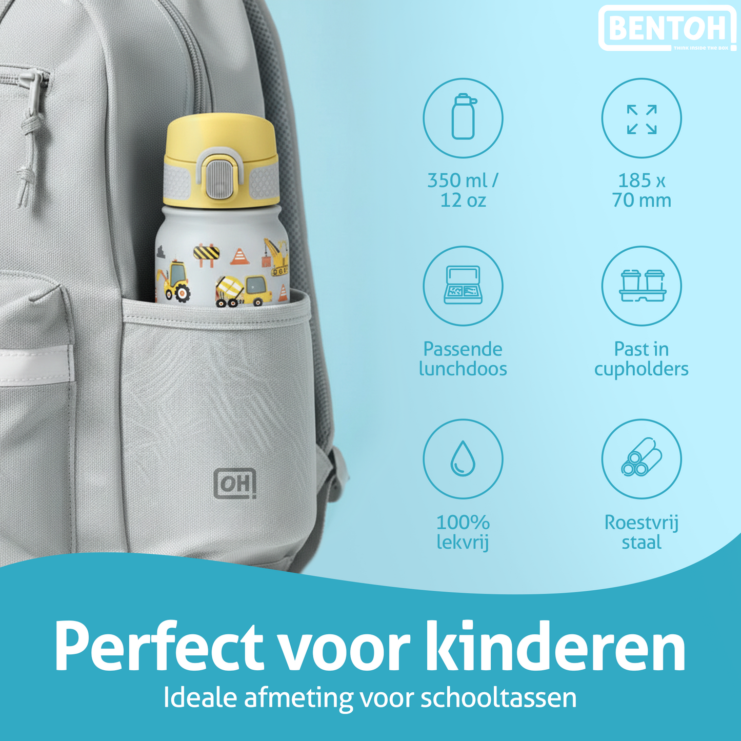BentOH® Smile luxe drinkfles 350 ml trucks