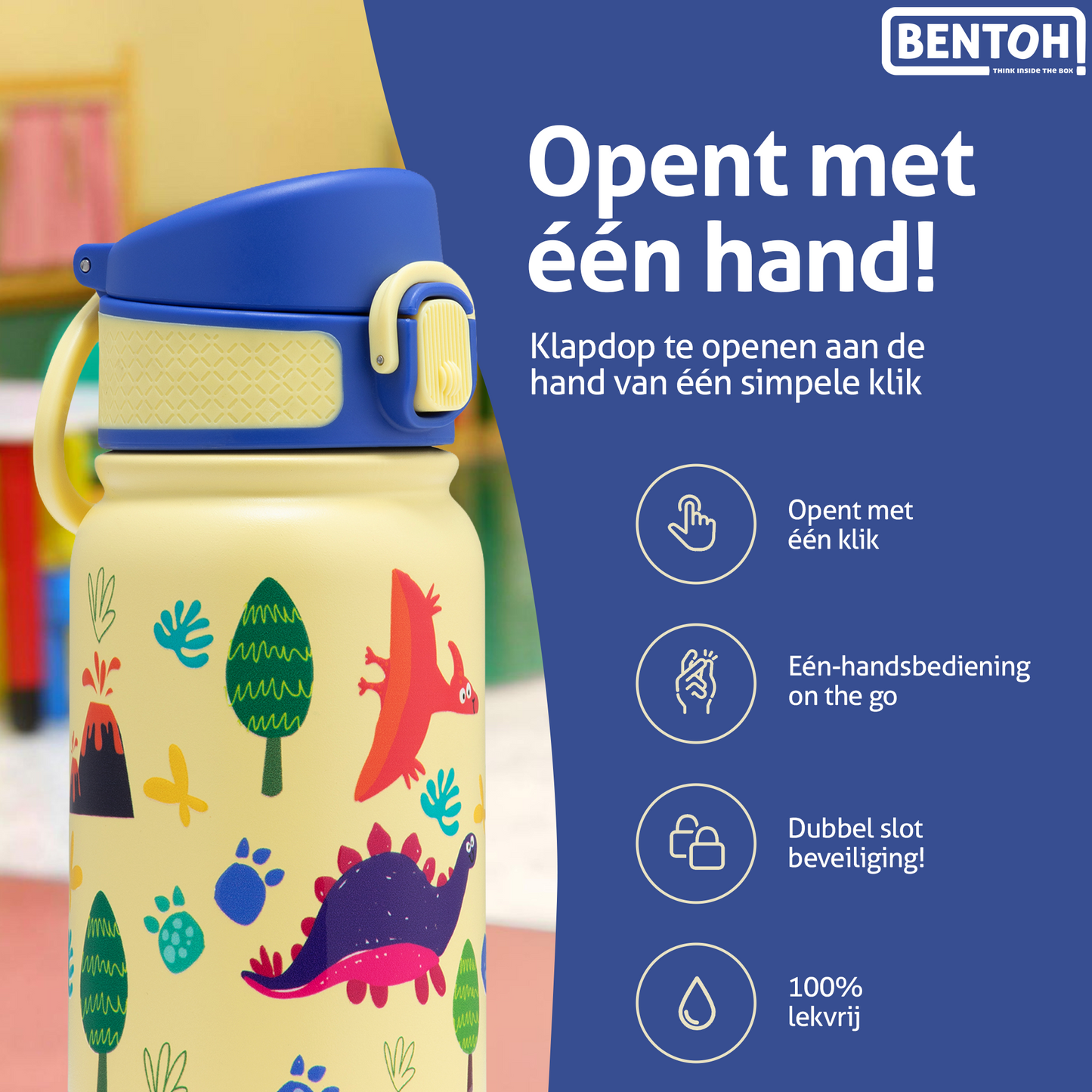 BentOH® Smile luxe drinkfles 350 ml dinosaur