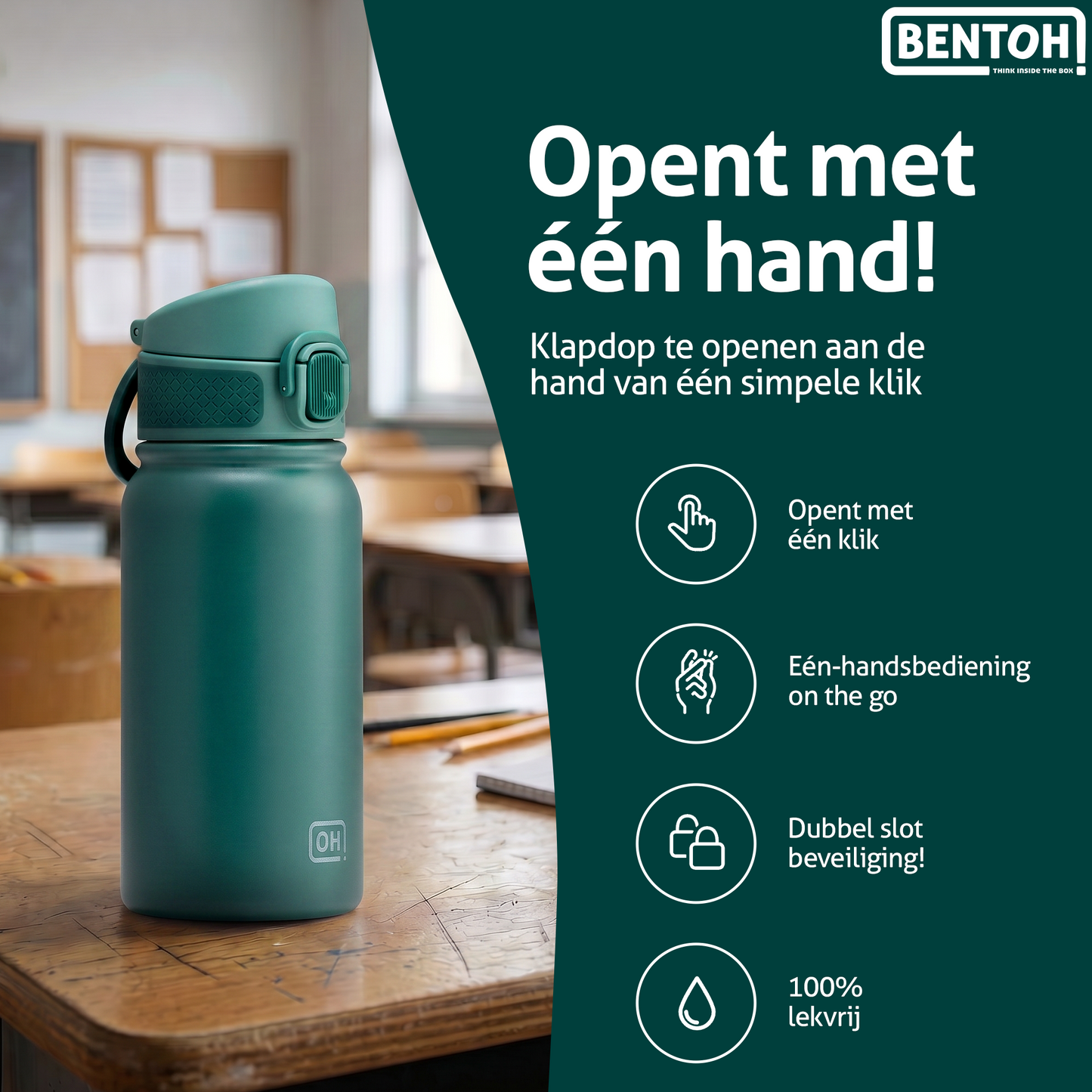 BentOH® Opitant luxe drinkfles groen 350 ml
