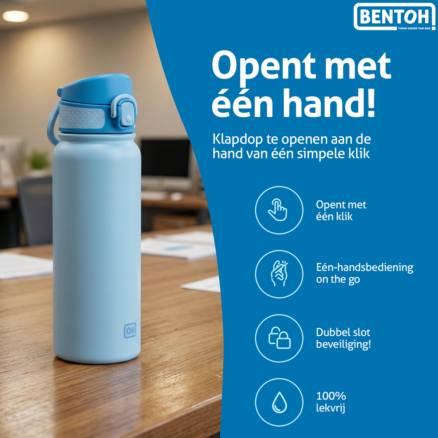 BentOH® Opitant luxe drinkfles blauw 550 ml