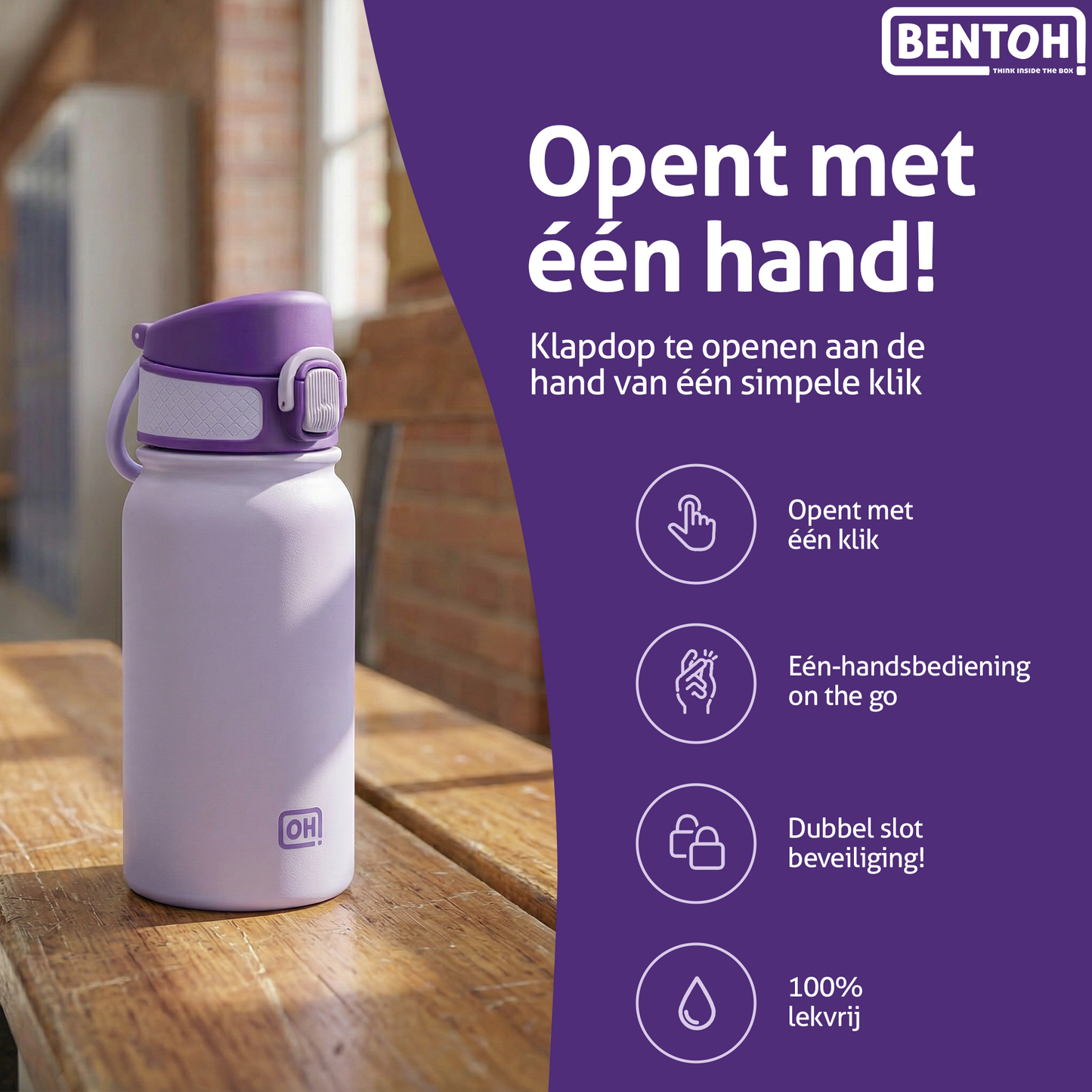 BentOH® Opitant luxe drinkfles paars 350 ml