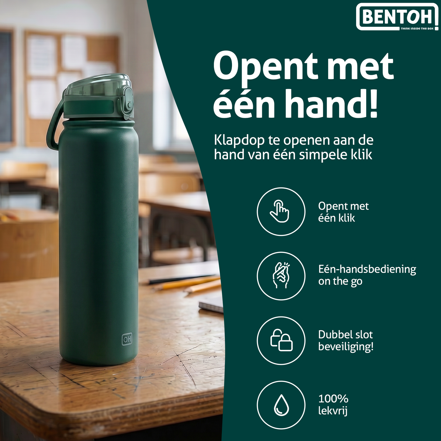 BentOH® Opitant luxe drinkfles groen 1L