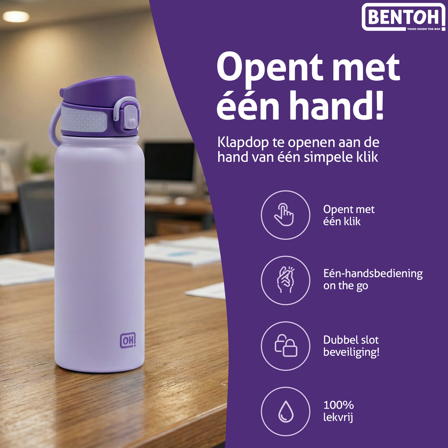 BentOH® Opitant luxe drinkfles paars 550 ml