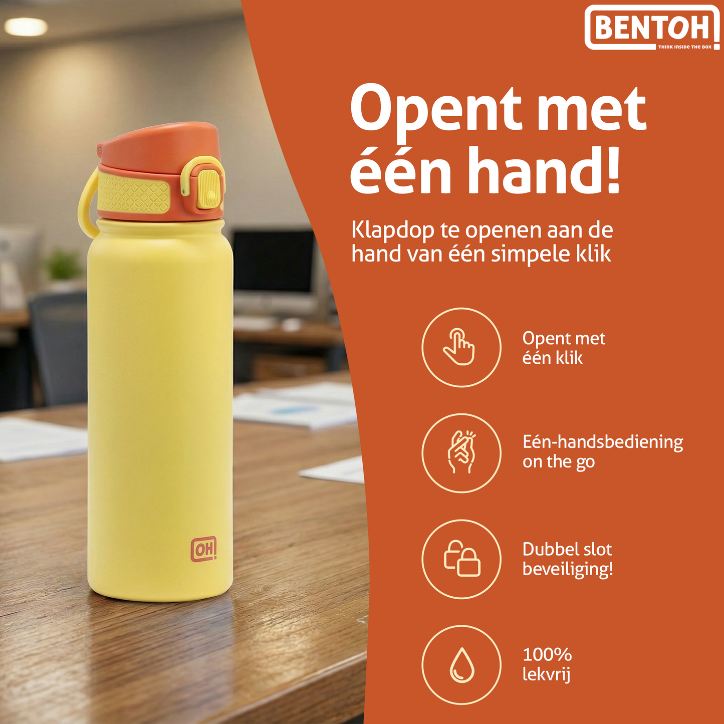 BentOH® Opitant luxe drinkfles geel/oranje 550 ml