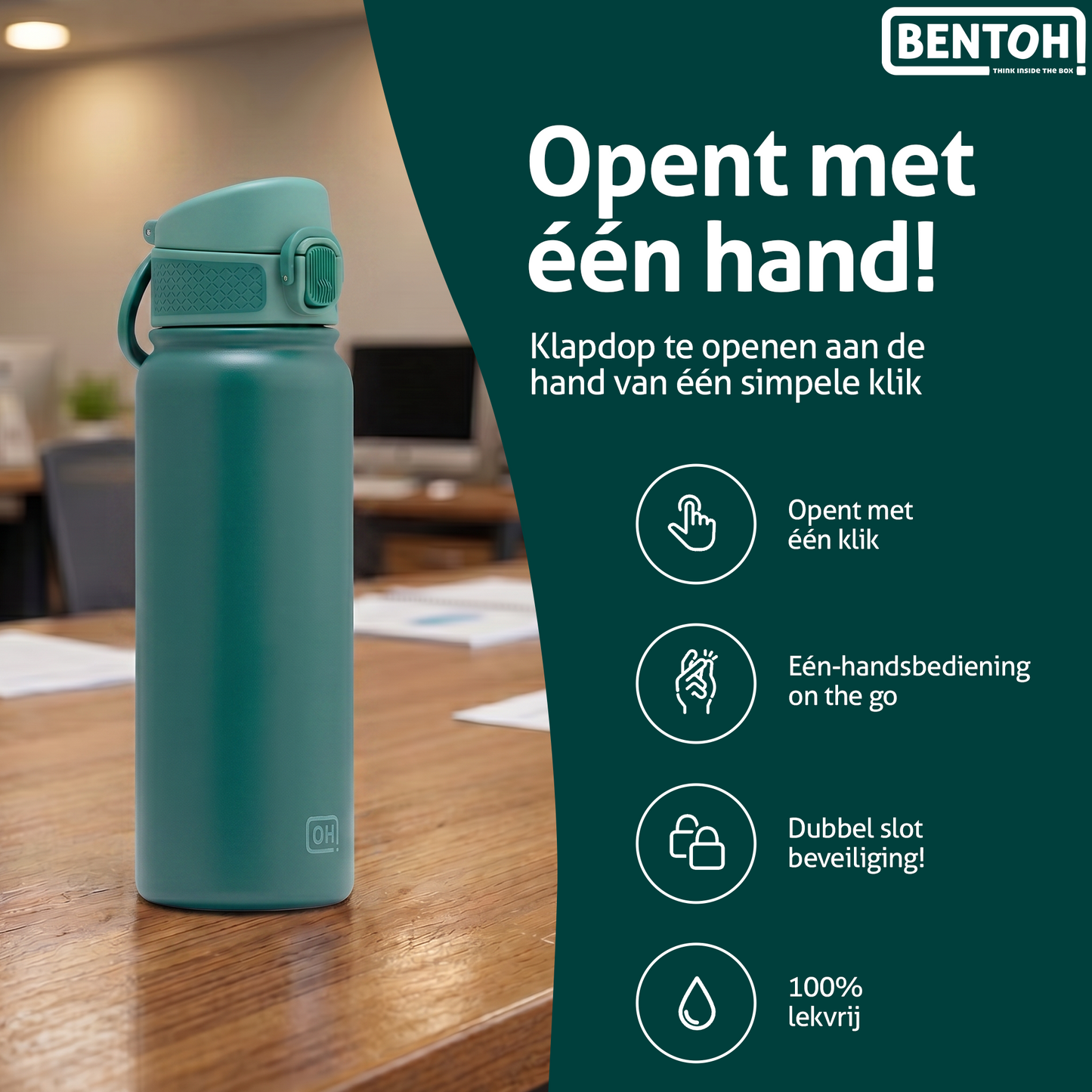 BentOH® Opitant luxe drinkfles groen 550 ml