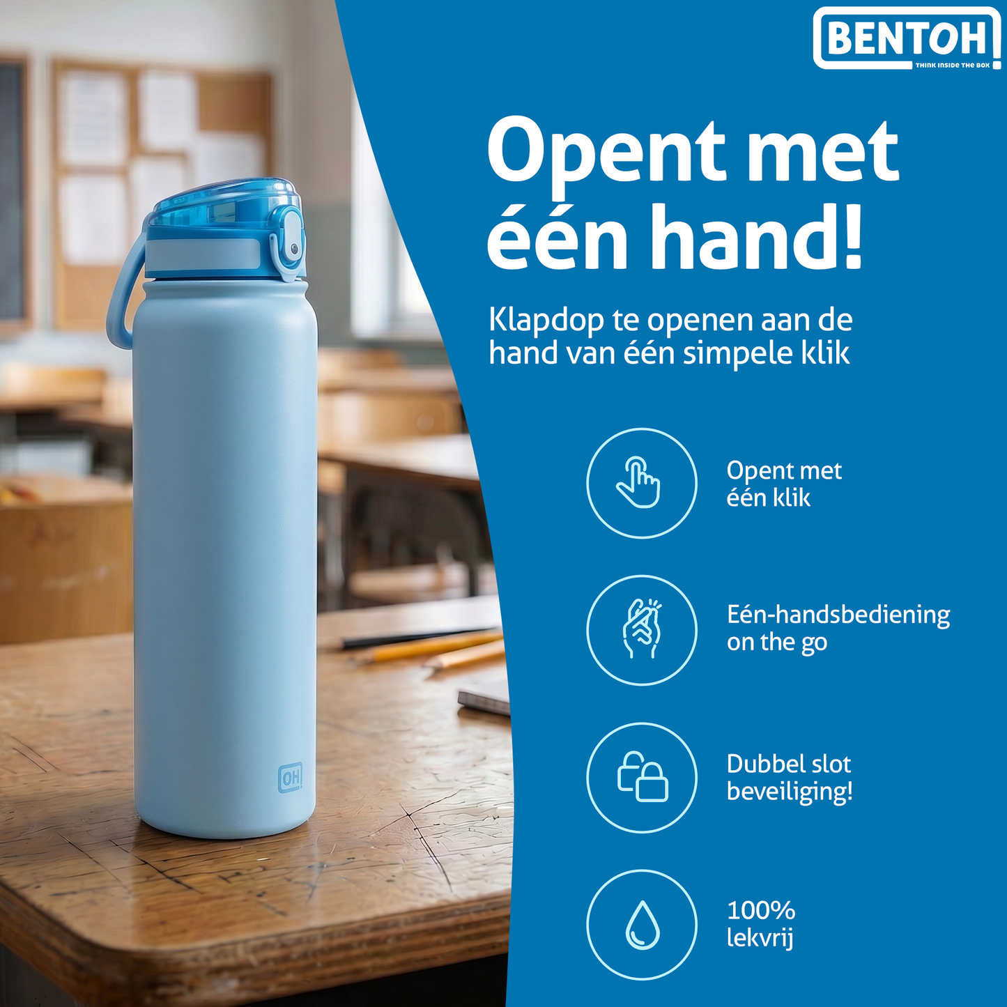 BentOH® Opitant luxe drinkfles blauw 1L