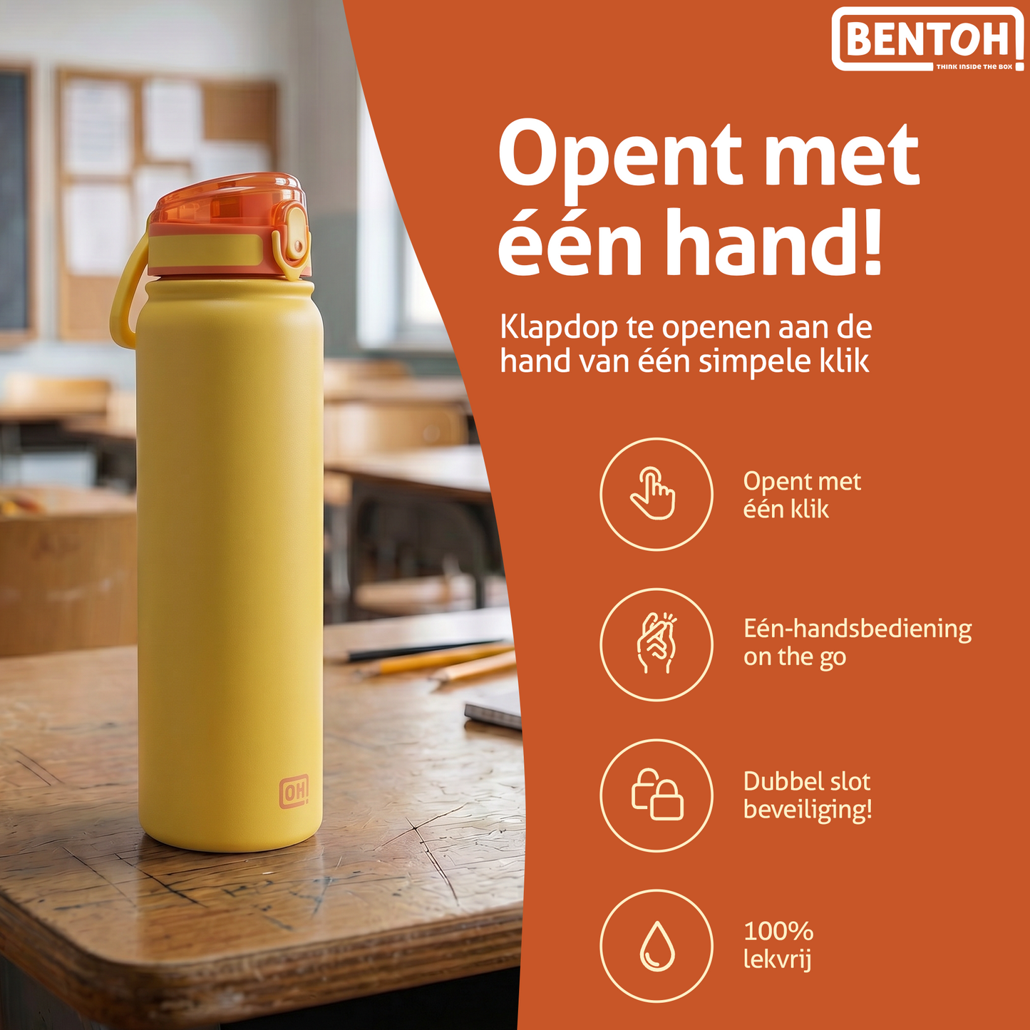 BentOH® Opitant luxe drinkfles geel/oranje 1L