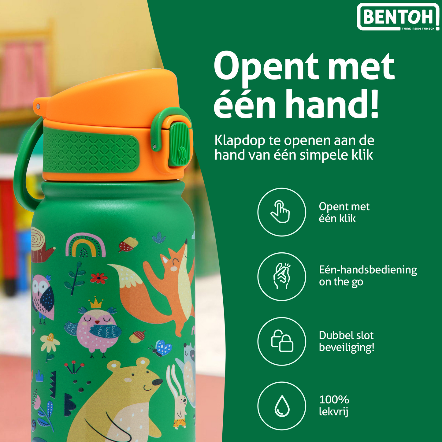 BentOH® Smile luxe drinkfles 350 ml forest