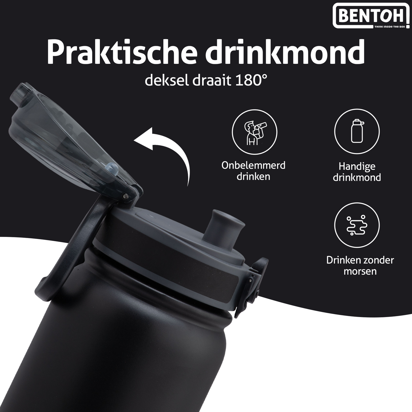 BentOH® Opitant luxe drinkfles zwart 1L