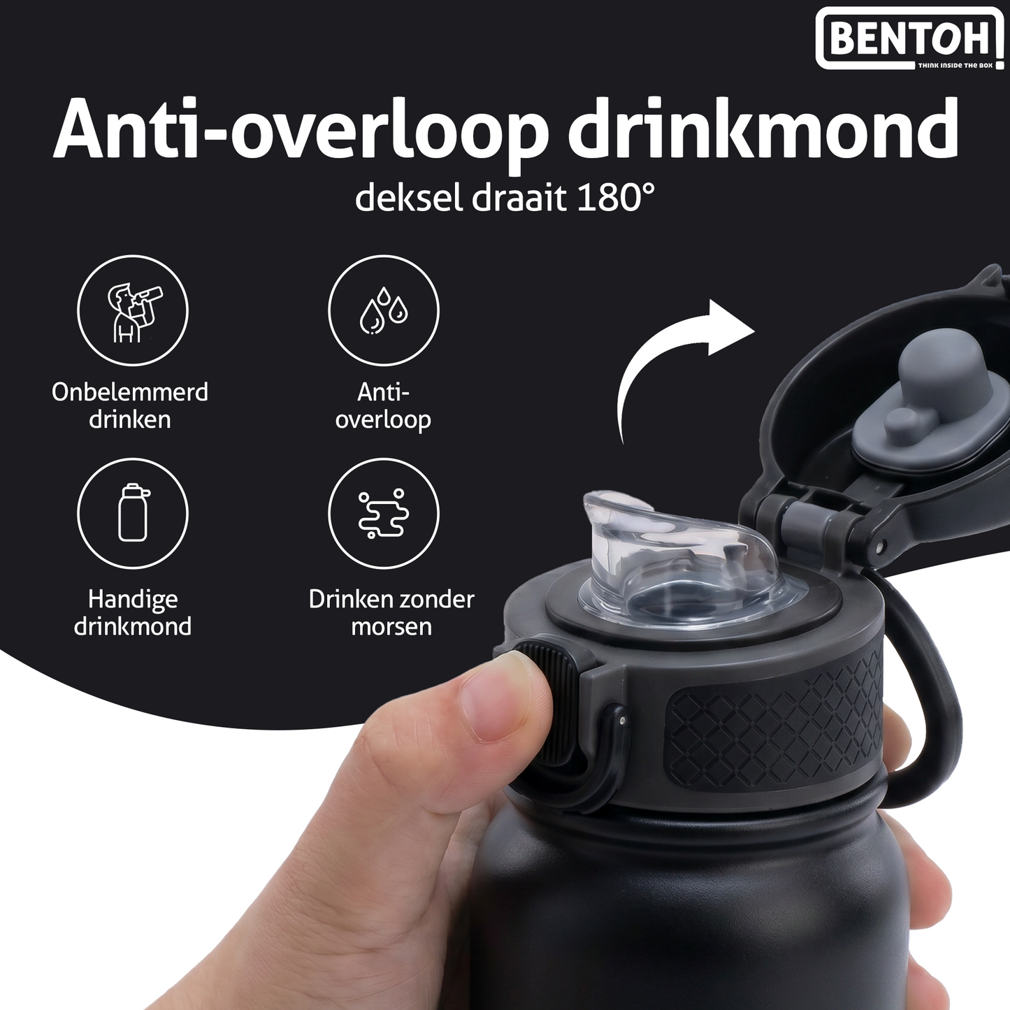BentOH® Opitant luxe drinkfles zwart 350 ml