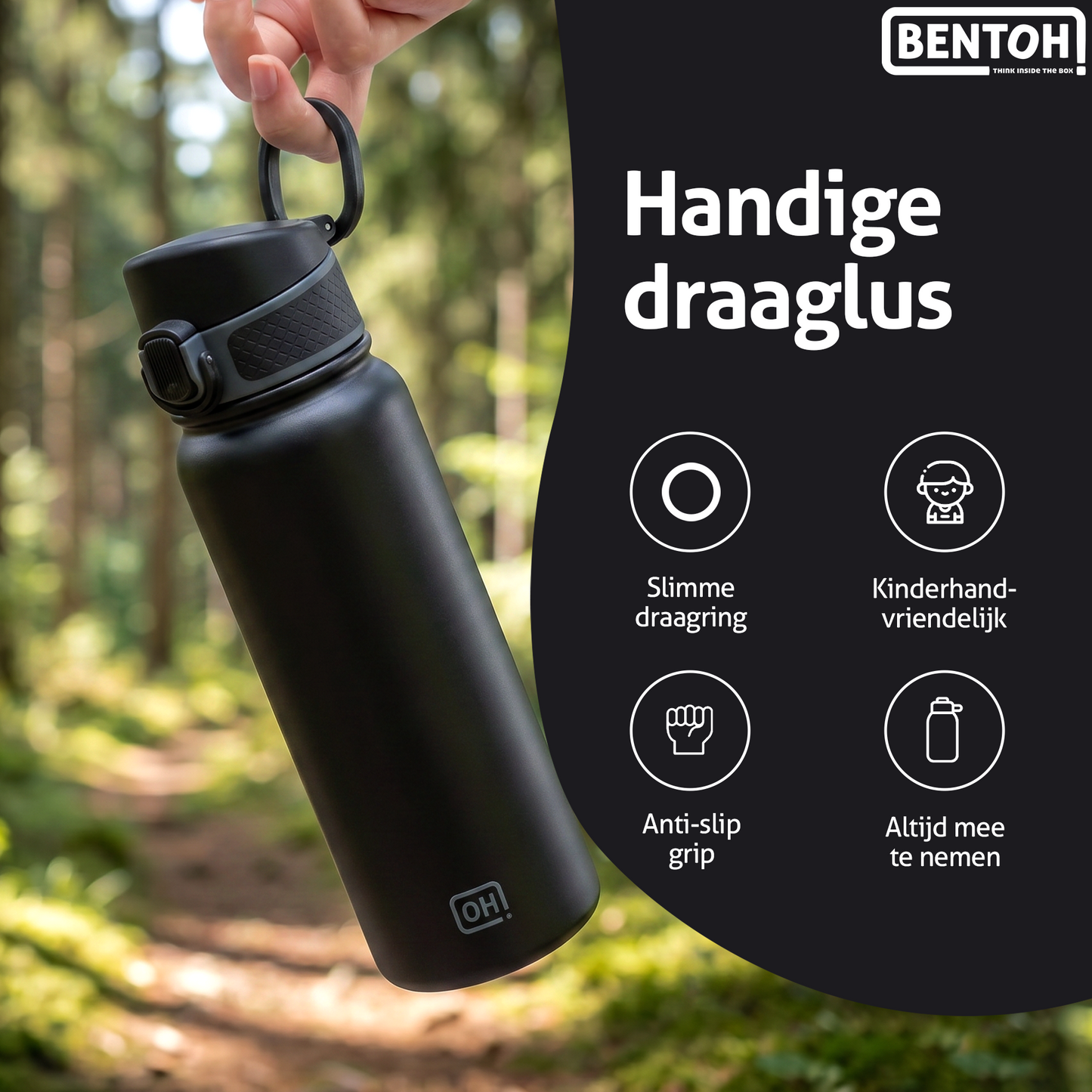 BentOH® Opitant luxe drinkfles zwart 550 ml