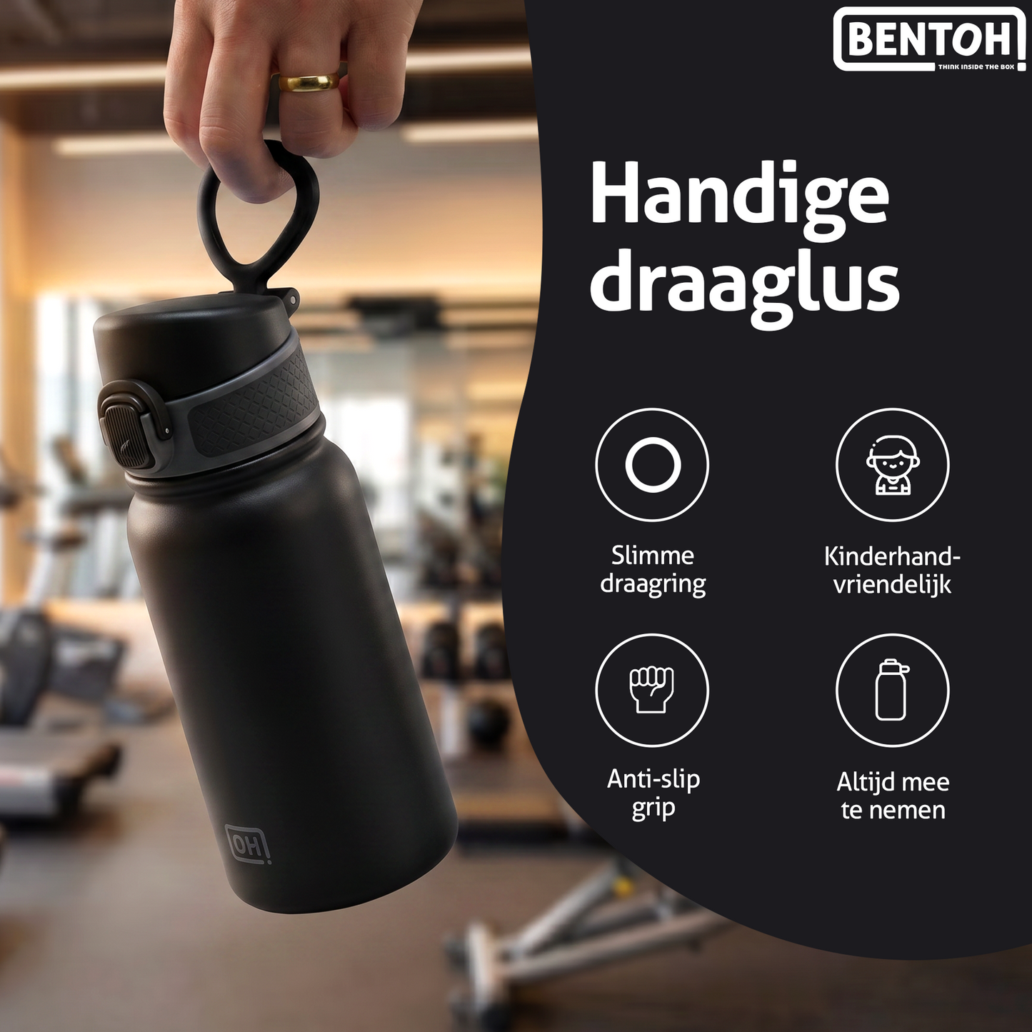 BentOH® Opitant luxe drinkfles zwart 350 ml