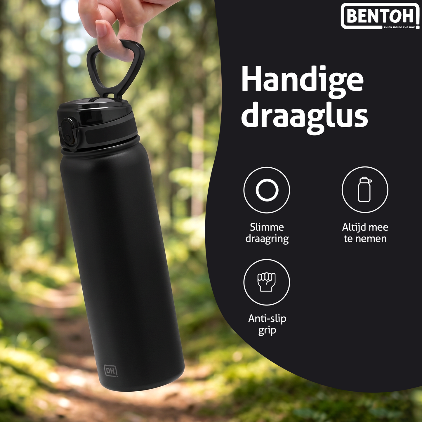 BentOH® Opitant luxe drinkfles zwart 1L