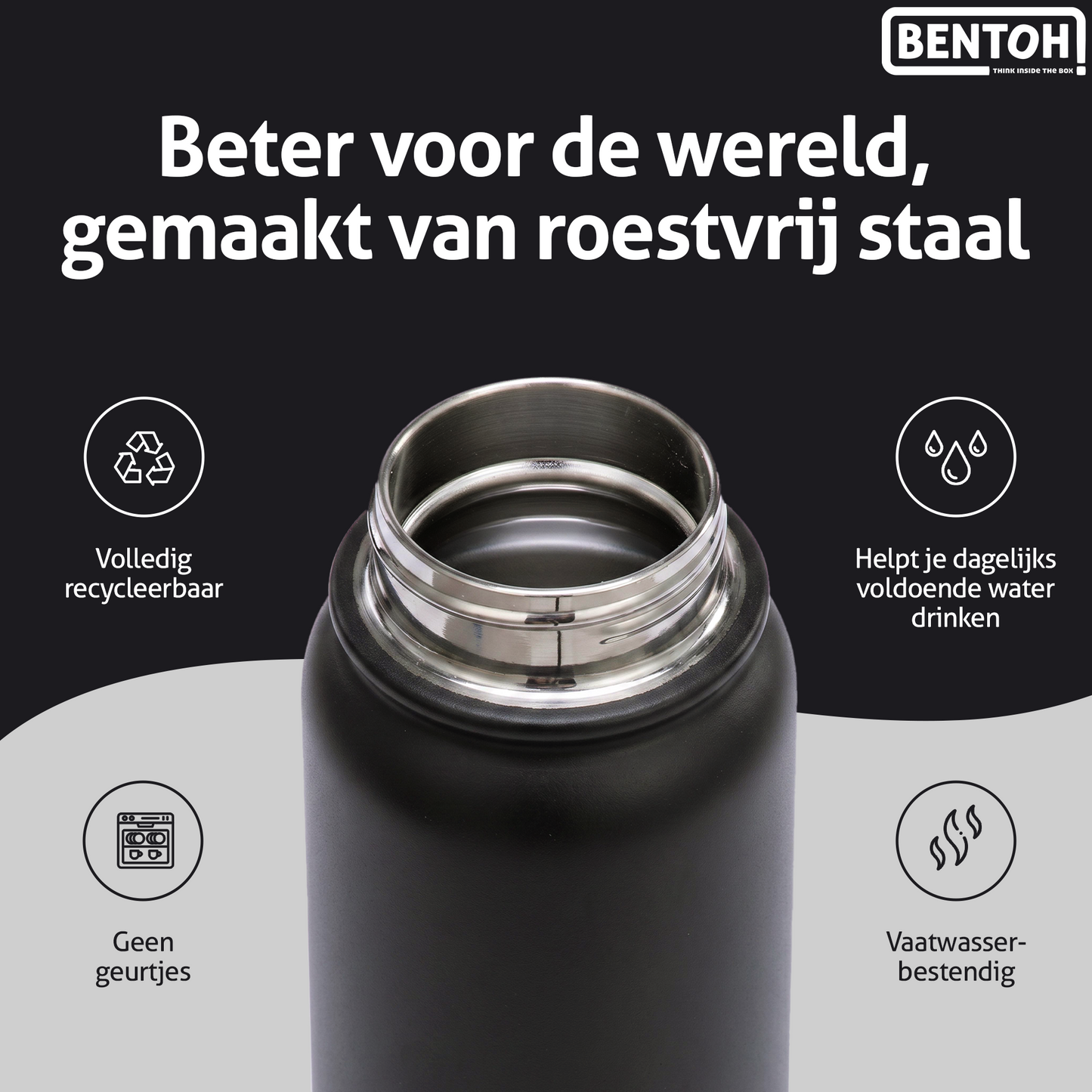 BentOH® Opitant luxe drinkfles zwart 550 ml