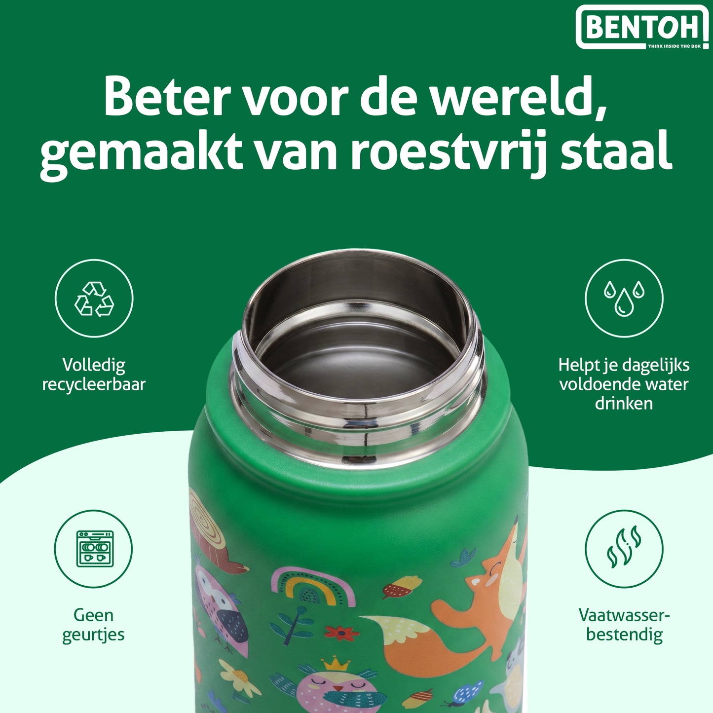 BentOH® Smile luxe drinkfles 350 ml forest