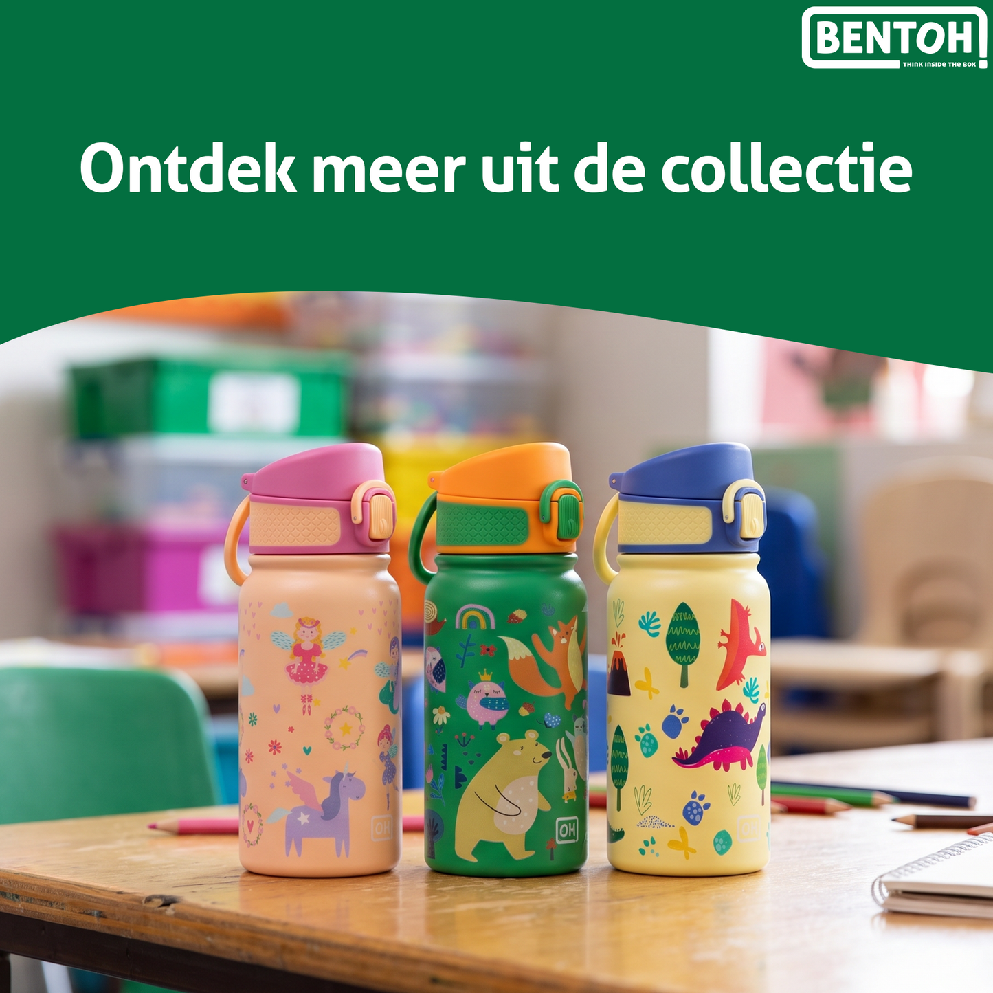 BentOH® Smile luxe drinkfles 350 ml forest