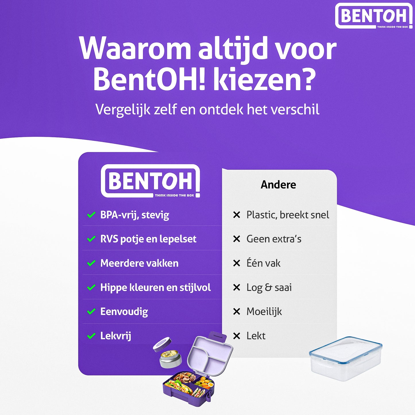 BentOH!® Opitant luxe lunchdoos paars
