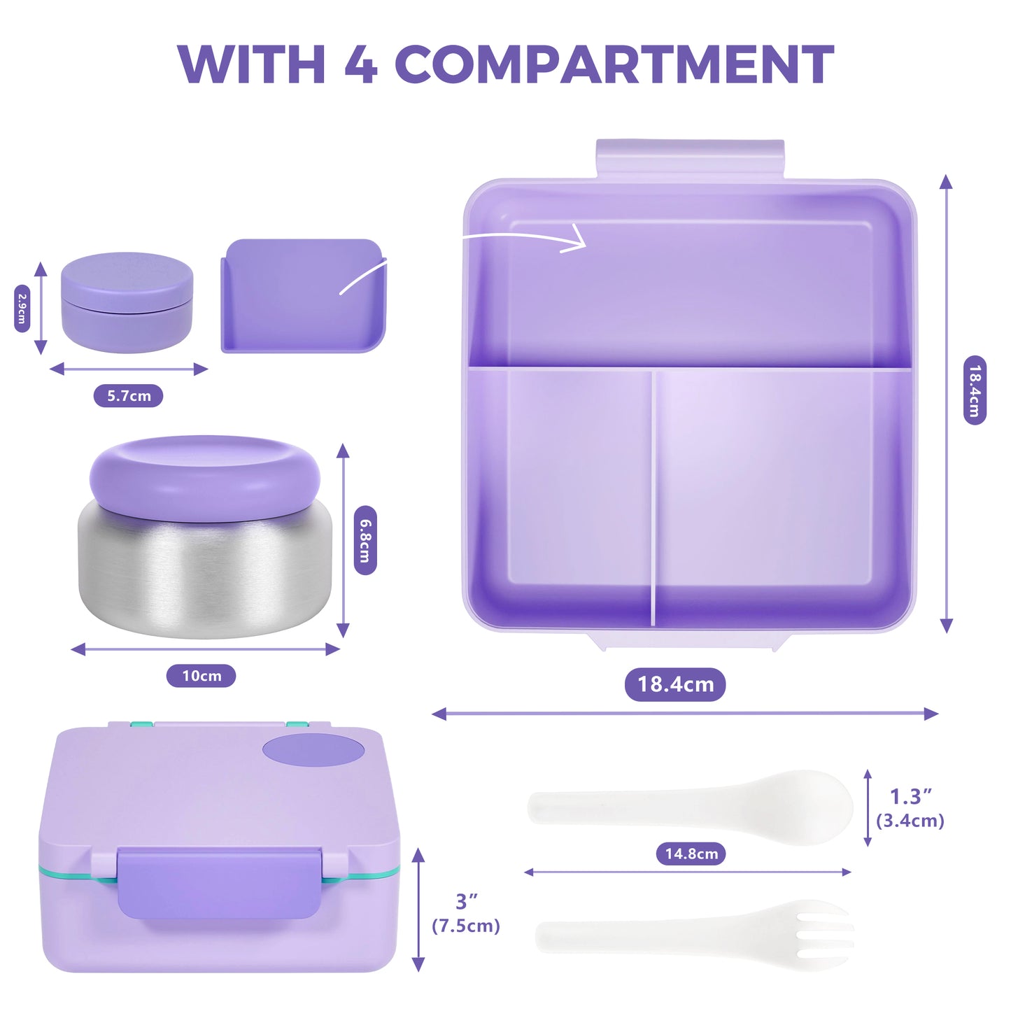 BentOH!® Square luxe lunchdoos paars