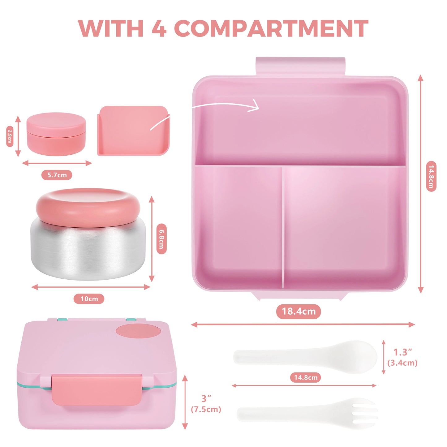 BentOH!® Square luxe lunchdoos roze