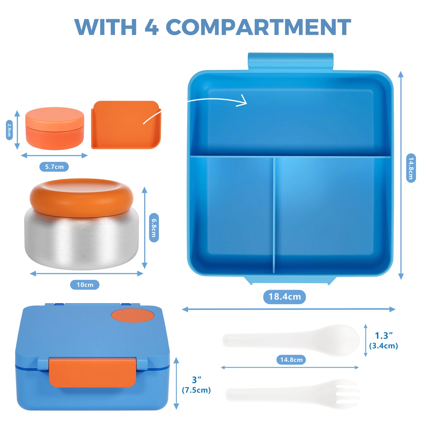 BentOH!® Square luxe lunchdoos blauw